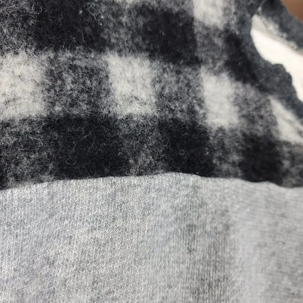 Madewell mixed media buffalo check healther gray wool top sweater size S